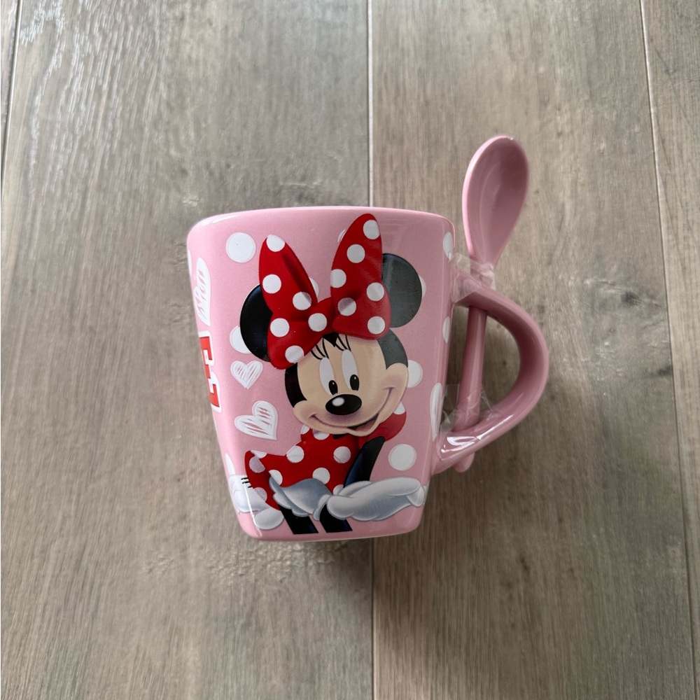 Disney Minnie Mouse Pink Polka Dot Mug with Spoon